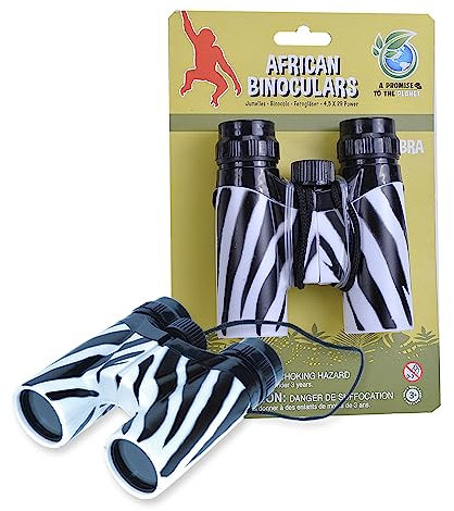 Wild Republic Binocular Zebra, Spielzeug für Draußen, Safari-Fernglas für kleine Entdecker, Für die Tier- und Vogelbeobachtung und zum Erkunden der Natur, Abenteuer-Geschenke für Kinder