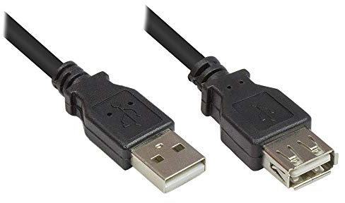 Verlängerung USB 2.0 Stecker A an Buchse A, schwarz, 0,3m, Good Connections®