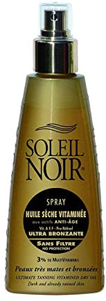 Soleil Noir 43 Aceite seco ultra bronceador en espray con vitaminas y sin filtro
