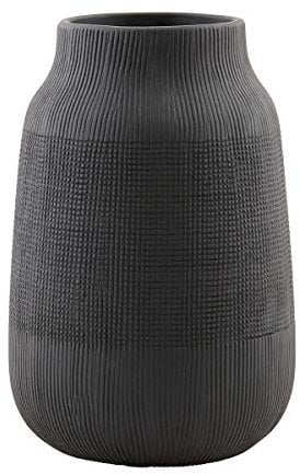 House Doctor Schwarz Vase Groove | Blumenvasen für Dekor, Moderne rustikale Bauernhaus Home Decor, Dekorative für Pampas Grass & getrocknete Blumen | Größe: 15x15x22 cm