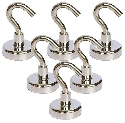 Magnetpro 6 Stück Magnethaken von 28 KG Extra Starke Magnete, Magnetische Haken für Kühlschrank, Hängen