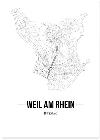 JUNIWORDS Stadtposter - Wähle Deine Stadt - Weil am Rhein - 30 x 40 cm Poster - Schrift B - Weiß