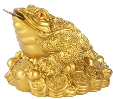 FTVOGUE Geld Frosch Chinesischen Feng Shui Reichtum Glücklich Münze Kröte Home Office Dekoration Gutes Glück Reichtum Geschenk(6,5 X 6 cm)