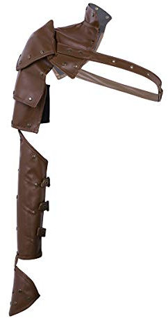 CHICTRY Unisex Gothic Schultergurt PU Leder Armstulpe Schulterrüstung mit Metallnieten Brust Harness Steampunk Rüstung Cosplay Kostüm Set Braun A Einheitsgröße