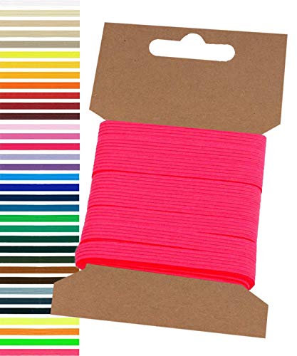 maDDma 5m Gummiband 6,6mm Gummilitze Wäschegummi elastisches Band Wäscheband Farbwahl, Farbe:neonpink