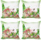 ABAKUHAUS Tropisch Dekokissen Kissenbezug 4er Pack, Orchideen-Blüten-Blätter, Modern Accent Doppelseitiger Digitaldruck, 40 x 40 cm, Pfirsich Grün
