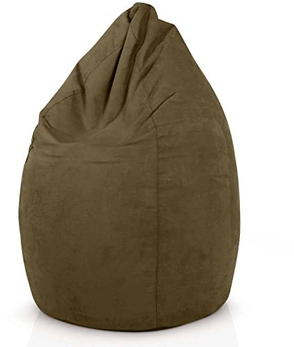 Green Bean Sitzsack mit Rückenlehne 60x60x90cm - Indoor Sitzkissen 220L Füllung Kuschelig Waschbar - Bean Bag Bodenkissen Lounge Chair Sitzhocker - Olivgrün