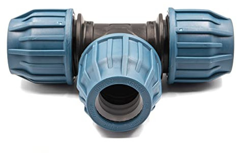 Polypropylen-T-Stück für PE-Rohr 40 mm - Klemmverbinder für Trinkwasser, 16 Bar, Zert. DVGW/KIWA/WRAS