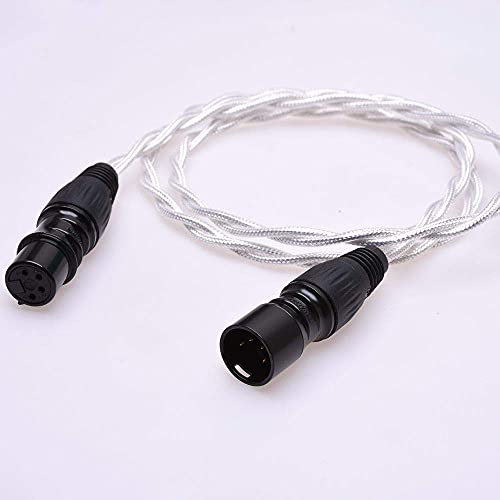 GAGACOCC 1M 4-Pin XLR Balanced Extension Cable Crystal Clear Silver Plated Shield Cable 4 Pin XLR Male to Female Balanced Audio Adapter Upgrade Cable