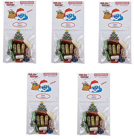 Shit The Glitter® - 5er Weihnachts-Set „das Beste was der Sch**ße je passiert ist“ / als lustige Überraschung/als Wichtelgeschenk/kleine Aufmerksamkeit/Scherzartikel/Glamour/Party/jetzt im Spar-Set