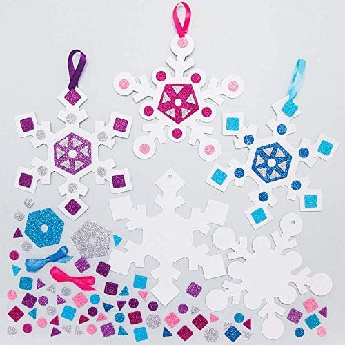Baker Ross AX479 Kit Decorazioni Dell’Albero Di Natale Fiocco Di Neve - Confezione Da 8, Creativi Articoli Natalizi E Artigianali Per Bambini, Da Realizzare E Decorare
