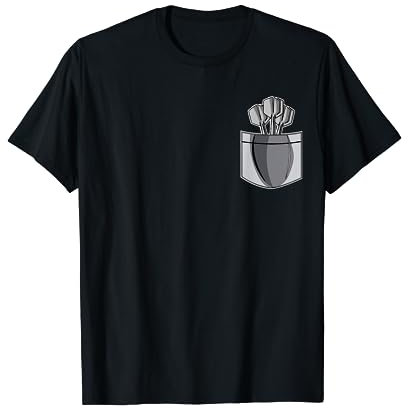 Lustige Dart Tasche Darts Brusttasche Pfeile Dartspieler T-Shirt