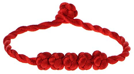 DREAMDEER Bracelet en Corde Porte-Bonheur Chinois Feng Shui 5 Perles nouées chaîne Rouge
