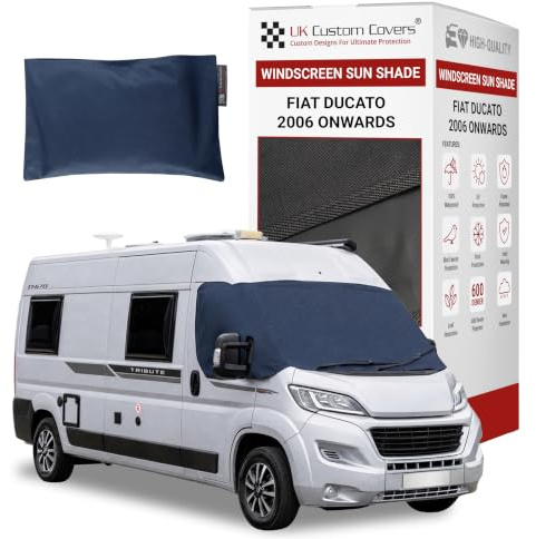 Windscreen Cover for Fiat Ducato 2006 On – Sun Shade & Frost Protector | Summer UV Protection, Blackout for Privacy, Breathable & Waterproof Fabric, Frost & Weather Protection, Navy
