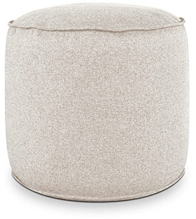 Deshome - Sitzhocker Sitzpouf Pouf rund Ø 60 cm mit abnehmbarem Polster für Innen- und Außenbereich: Sitzpouf Design für Sofa, Wohnzimmer, Schlafzimmer, Sitzhocker, Light Pouf Beige