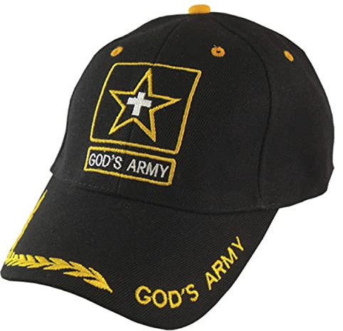 Gods Army Baseballkappe mit Stickerei, Einheitsgröße, Klettverschluss, 100 % Baumwolle, verstellbares Klettband auf der Rückseite, 6 Paneele, 6 Ösen