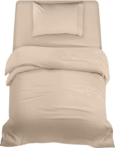 Utopia Bedding 3 Piece Single Bedding Set - Duvet Cover, Fitted Sheet with Pillow case - Soft Brushed Microfiber (Beige)
