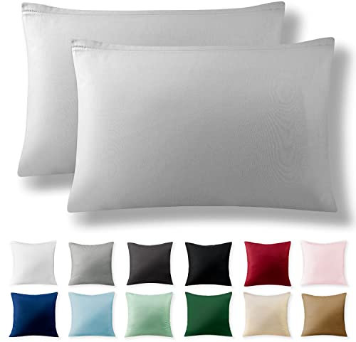 Alreya 2er-Set Renforcé Kissenbezug 40 x 60 cm - 100% Baumwolle mit YKK Reißverschluss, Superweicher Kopfkissenbezug 40x60, Kissenhülle, Grau, nur Kissenbezug