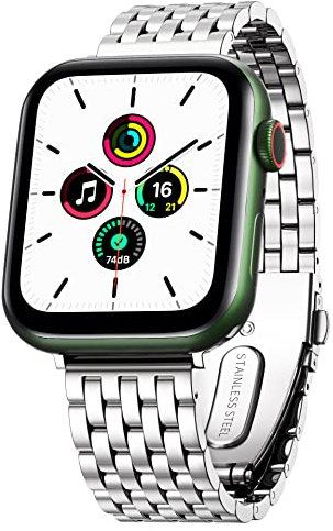 Cinturino di ricambio per Apple Watch da 49 mm, 45 mm, 44 mm, 42 mm, in metallo, argento, per Apple Watch Ultra 8, se 7, 6, 5, 4, 3, 2, in acciaio inox, per Apple Watch