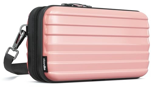 stardis unibag Crossbody Umhängetasche Schultergurt Reißverschluss Mini-Koffer wasserabweisend Handtasche Kosmetiktasche Hardcase Umhängen Damen Herren Kofferform Hartschale Rose