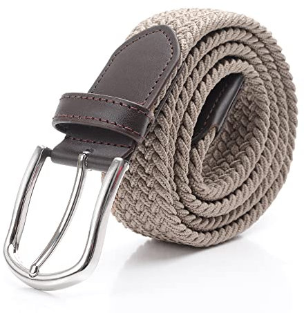 DWOY Elastischer Stoffgürtel Geflochtener Gürtel für Damen und Herren (Beige, 125)