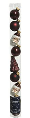 Kaemingk Weihnachtskugeln Glas 3cm x 9 Stück Figuren Mix Christbaumschmuck Set Dunkelbraun braun