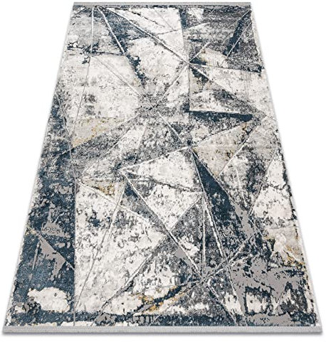 rugsx Modern Teppich TULS strukturell, Franse, Geometrisch, Mosaik Elfenbein/blau 80x150 cm