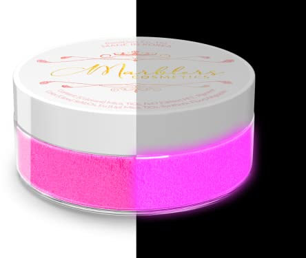 MARBLERS Cosmetic Grade Glow-in-The-Dark Powder [Glow Pink] 0.28oz (8g) | Pearlescent | Dye | Non-Toxic | Vegan | Cruelty-Free | Festival, Rave & Party Makeup | Eye, Hair, Nail Polish, Eyeshadow
