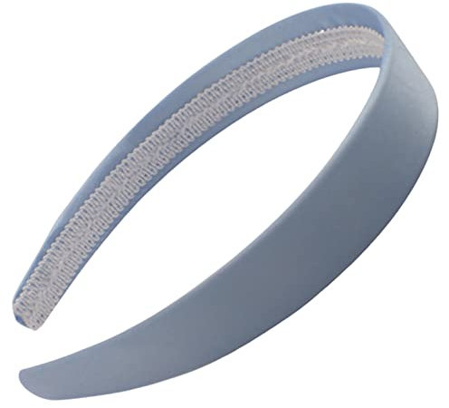 Topkids Accessories Serre-tête Alice en satin pour femmes, adultes, filles, enfants, école années 60, 70, 80, serre-tête uni, 2,5 cm d'épaisseur, large et rigide (bleu clair)