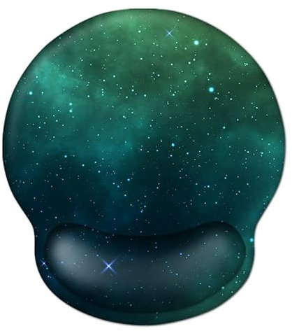 AOKSUNOVA Tapis de Souris Ergonomique avec Coussin en Gel - Motif Galaxy - Vert foncé