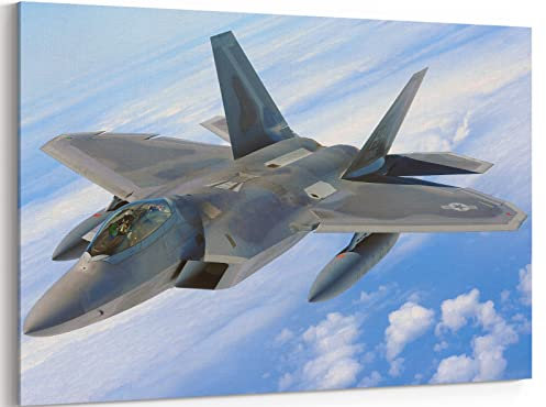 MGSBCXN F-22 Flugzeug-Leinwand-Kunstdrucke Lockheed Martin F-22 Raptor Fighter Jet, Poster, Luftfahrt, Wandkunst, Dekoration, US-Luftwaffe, Bild, Kunstwerk, Militärflugzeug, Dekoration für Zimmer