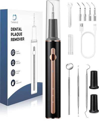 Teeth Cleaning Kit Plaque Remover for Teeth, Portable Dental Plaque Remover Tool with LED, Plaque Blaster for Human Teeth with 3 Modes, Tooth Scraper Plaque Tartar Remover for Teeth with Dental Tools