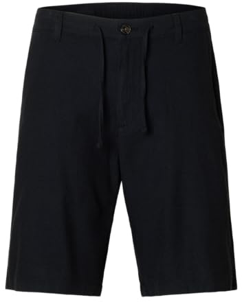 SELETED HOMME SLHREGULAR-Brody Linen Shorts NOOS, Black, XL