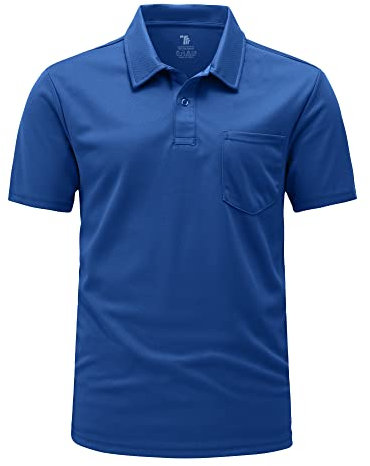 Rdruko Golf Polo Shirts for Men Short Sleeve Stretch Fit Breathable Quick Dry Summer Casual Smart Outdoor Work Hiking Camping Tops Blue XL