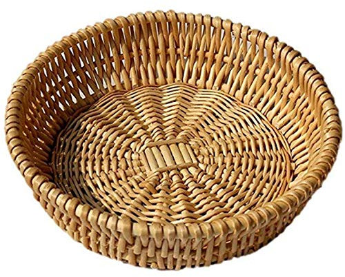 Hopbucan Hand-Woven Basket, Wicker Basket, Food Serving Bowl Woven for Bread, Fruit, Vegetable Storage, Gift Baskets 25 x 8cm
