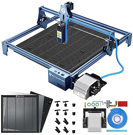 SCULPFUN S9 Laser Graviermaschine mit Laser Honeycomb Arbeitstisch, Air Assist,90W Effekt Holz Gravieren Schneiden Engraver, Präziser Fokus, 410 * 420mm Großflächige Lasergravur mit Schutzbrille