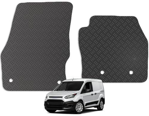 Carsio Rubber Car Mats For Ford Transit Connect 2016 to 2022 Tailored Fit Floor Mat Set Complete Accessory Black Custom Fitted - All Weather & Heavy Duty, Anti-Slip Backing with Clips