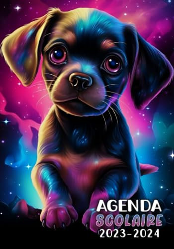 AGENDA SCOLAIRE 2023-2024: Chien bébé chiot mignon nuit animaux Organisateur pour école primaire collège lycée étudiant garçon et fille Planificateur ... du temps calendrier vacances jours fériés.