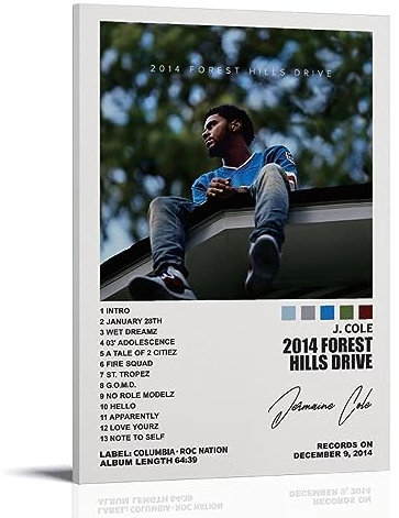 YELLOWV J.cole Poster 2014 Forest Hills Drive Album Cover Poster für Zimmer Ästhetische Leinwand Wandkunst Schlafzimmer Dekor 30 x 45 cm