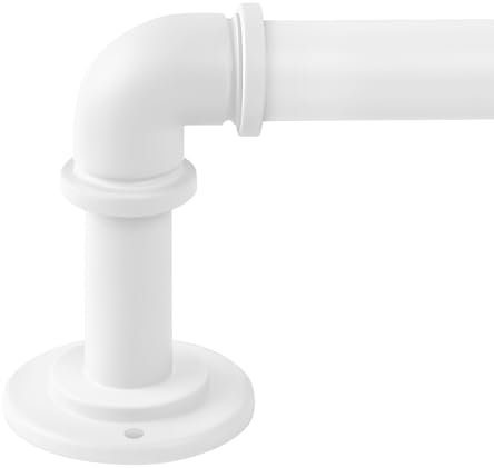OLV Weiße industrielle Gardinenstangen für Fenster, 183 bis 361 cm, 2,5 cm Verdunkelungsvorhangstange, für drinnen und draußen, Größe: 91,4-36,4 cm