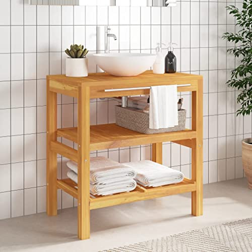 LAPOOH Waschtisch mit 2 Ablagen 74x45x75 cm Massivholz, Waschbeckenunterschrank, Badezimmerschrank, Badezimmermöbel, Badschrank, Badezimmer Unterschrank, Badezimmer Möbel 353955