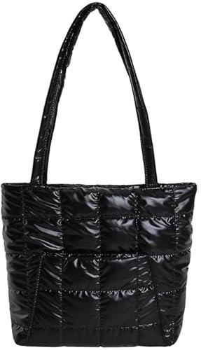 LEDAOU Puffer Bag Damen Umhängetasche Tote Bag Shopper Einfarbig Puffer Tote Bag Umhängetasche Groß Schultertasche Handtasche College Schule Arbeit Reisen