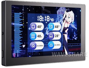 Coolwell 5 Inch USB Monitor Desktop Ambient Screen IPS Panel PC Case Secondary Screen 800×480 Type-C Interface with Music Spectrum Analysis Function (schwarz)