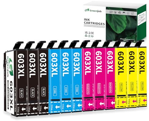 Greenjob 603XL Druckerpatronen für Epson 603 Tintenpatronen Kompatibel mit Epson Expression Home XP-2100 XP-2105 XP-3100 XP-3105 XP-4100 XP-4155 Workforce WF-2810 WF-2830 WF-2835 WF-2850 (12er-Pack)