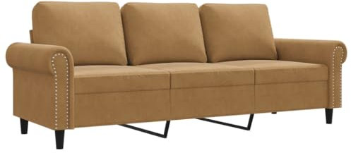 vidaXL Sofa 2 Sitzer, Couch mit Metallgestell Rückenkissen, Relaxsofa für Wohnzimmer, Polstersofa Samtsofa Zweisitzer Loungesofa, Braun Samt