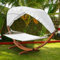 Vkechh Hängematte XXL mit Gestell und Sonnendach 410cm, bis 200kg, Liegefläche 200x150 cm, Hammock aus wetterfestem Lärchenholz, Stabhängematte für 2 Personen Outdoor und Indoor