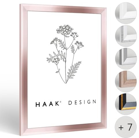 Haak Bilderrahmen schmal RICO Glanz Edition 21 X 29,7 cm (DIN A4) Rosegold Rahmen für Puzzle Poster Bilder Elegant
