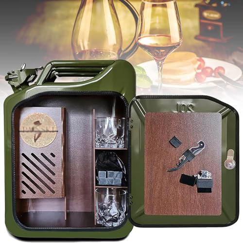 Whiskey Bar Cabinet, 20L Large Capacity Creative Oil Barrel Shape Wine Storage Box, Lockable Design, Mini Portable Wine for Home Bar Rustic Decoration