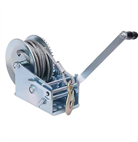 10M Handseilwinde, 1500kg Seilwinde Synthetikseil lässt Sich ausziehen Handseilwinde mit Rücklaufsperre, Softgrip, Sicherungsklappe und Kunststoffseil sorgt für Anhänger Pkw Wohnwagen