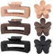 Ensemble de 6 pinces à cheveux pour femmes, pinces à cheveux moyennes antidérapantes Oblongues mates, accessoires de coiffage Jumbo puissants pour cheveux fins (6 Pack Flower&Square)